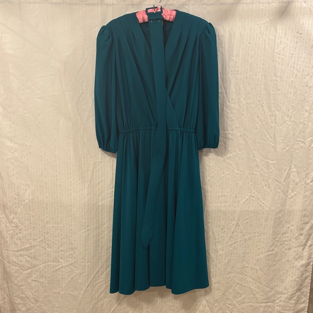 Vintage 1970s Faux Wrap Dress with Matching Belt